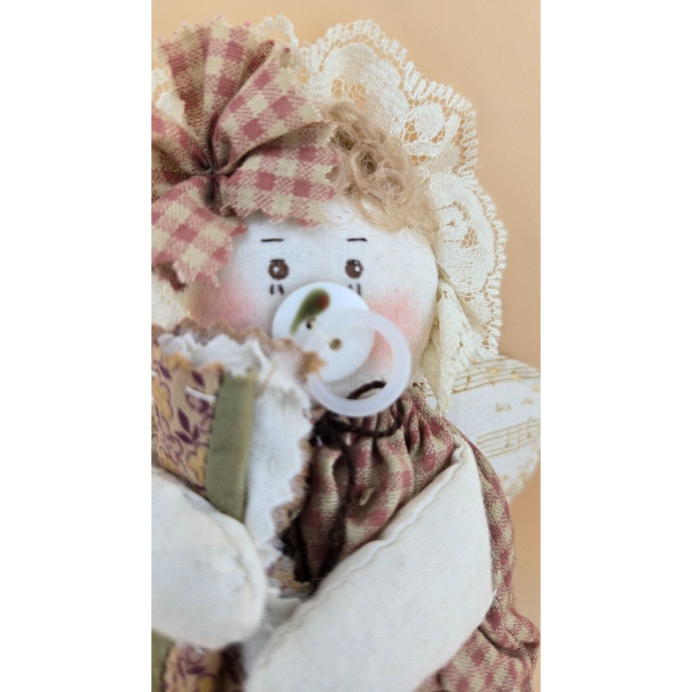 Primative handstitched by Cynthia Grady Angel Baby Ornament